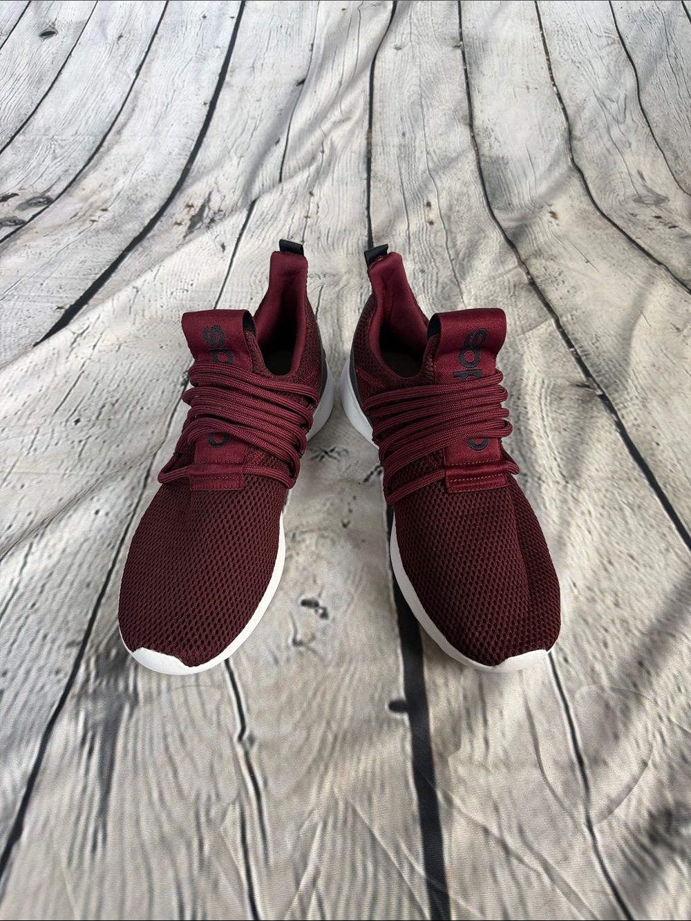 adidas Men's Burgundy Knit Lace-Up Sneakers with White Soles